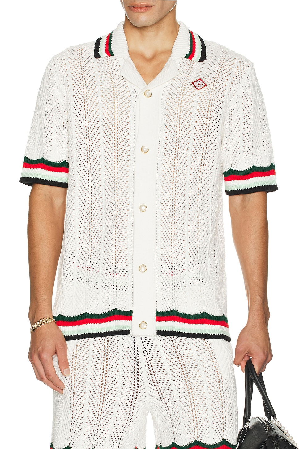 Sporty Faux Crochet Shirt - 4