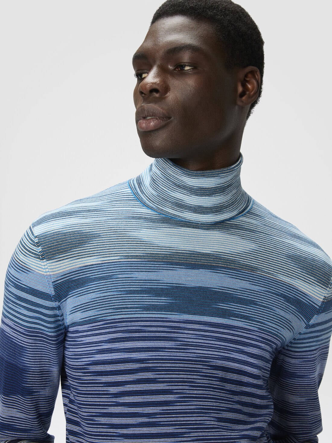 High-Neck Sweater in All-Over Flame Wool - 5