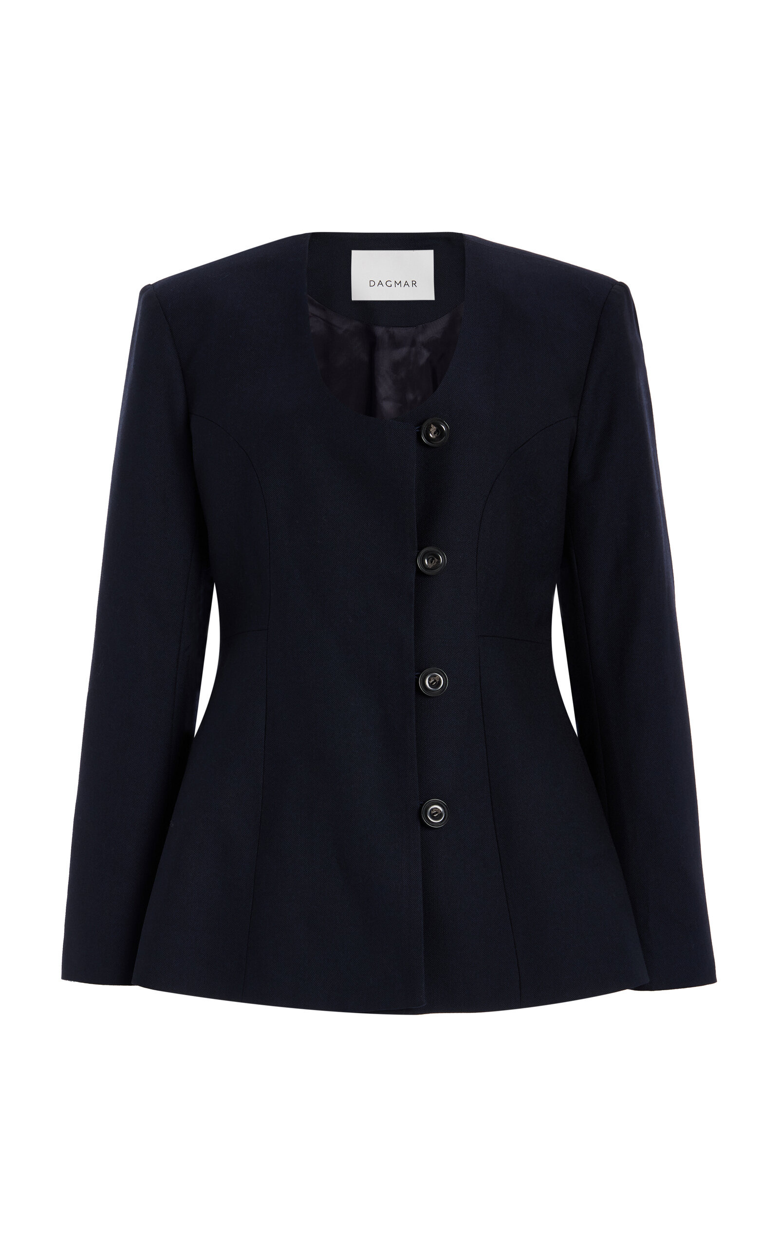 Exclusive Collarless Wool-Blend Blazer navy - 1