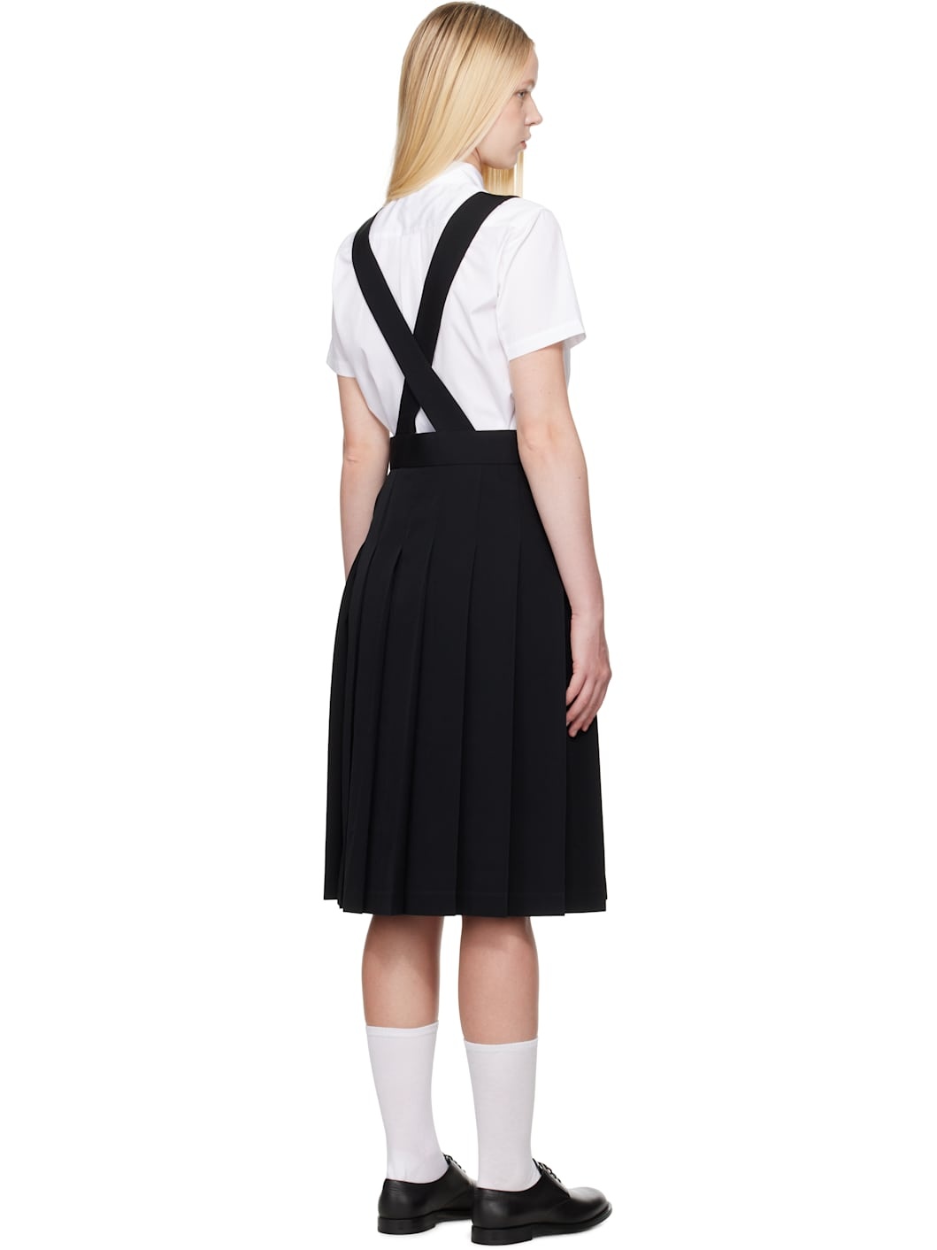 Black Pleated Pinafore Midi Skirt - 3