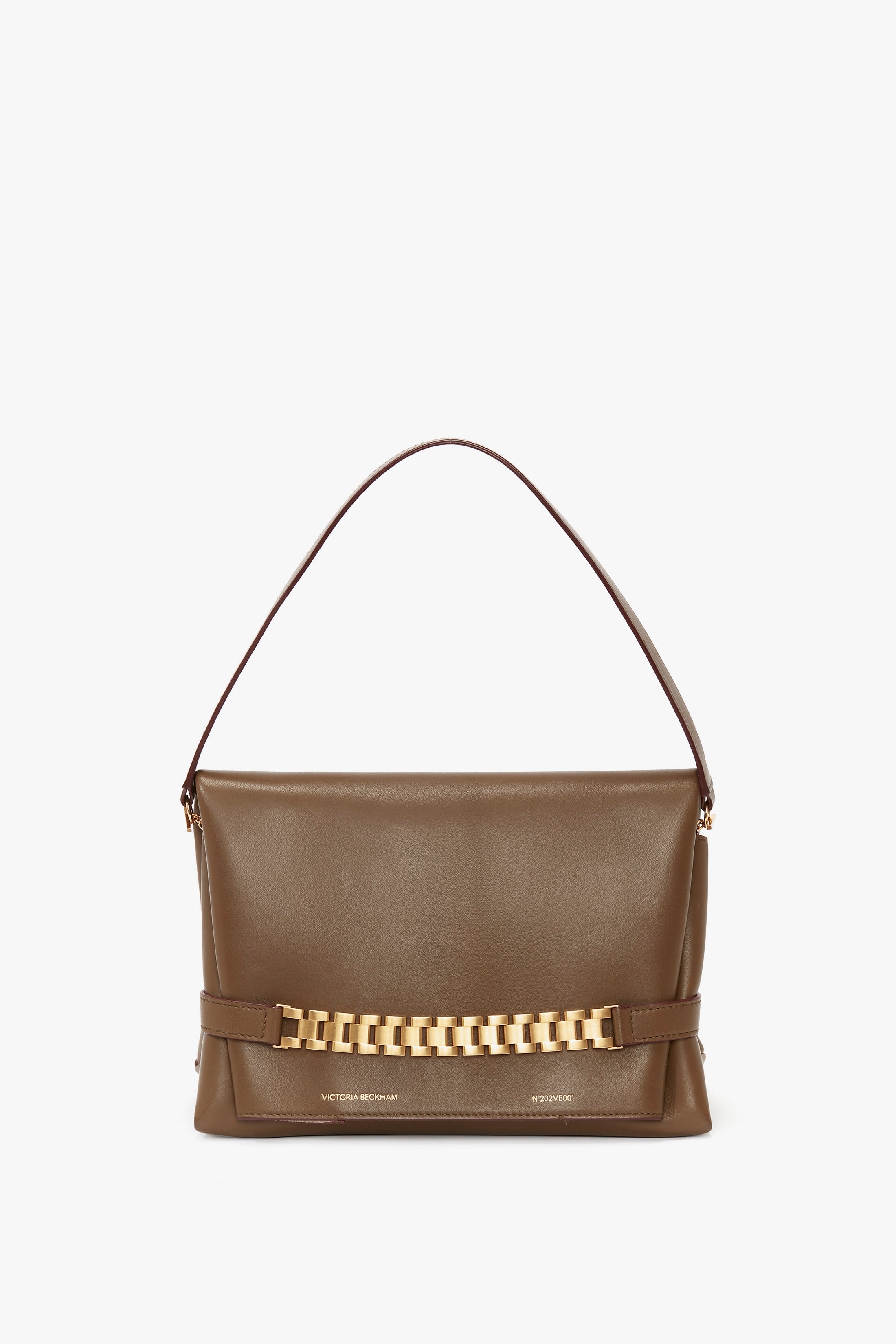 Chain Pouch With Strap In Khaki Leather - 2