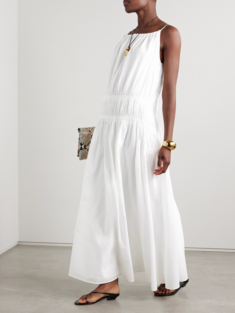 Another Tomorrow Gathered Tiered Organic Cotton-poplin Maxi Dress outlook