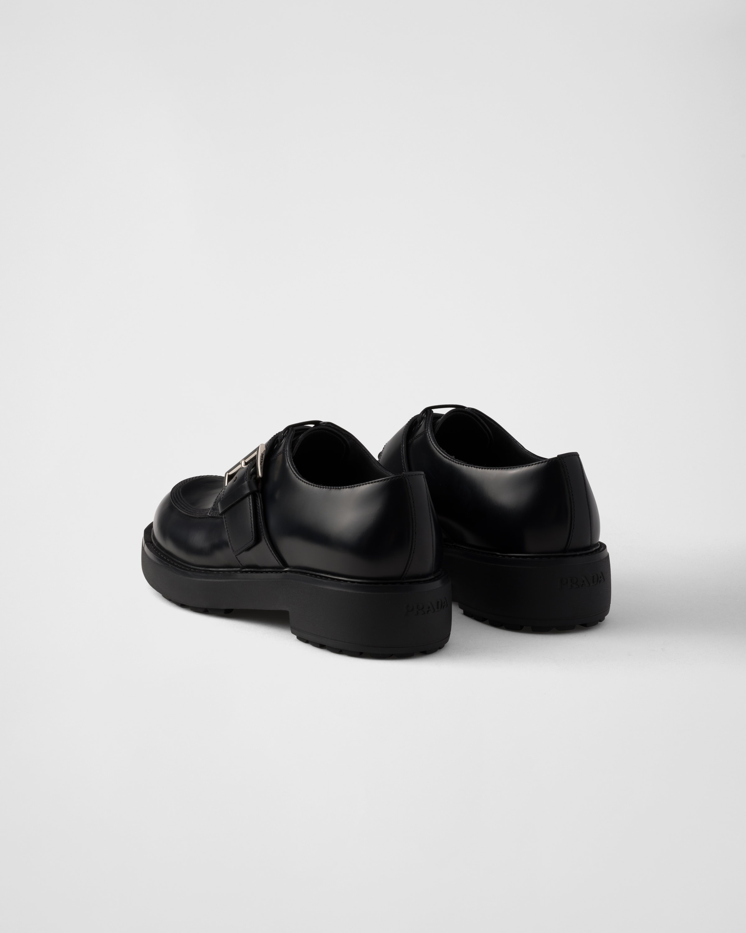 Brushed leather derby shoes with buckle - 5