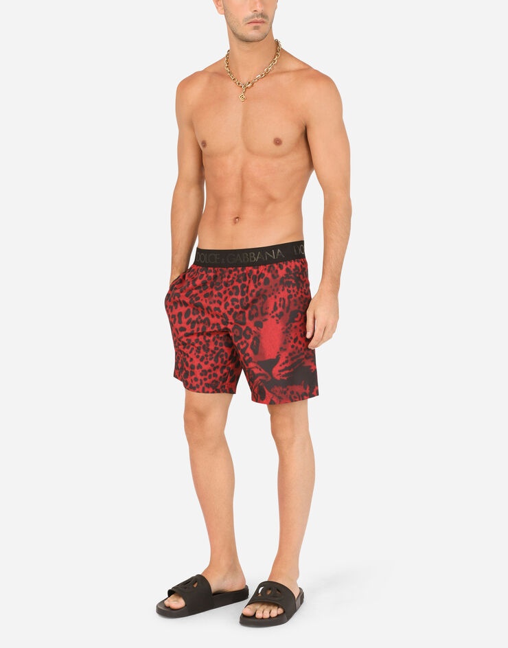Mid-length swim trunks with leopard print - 3