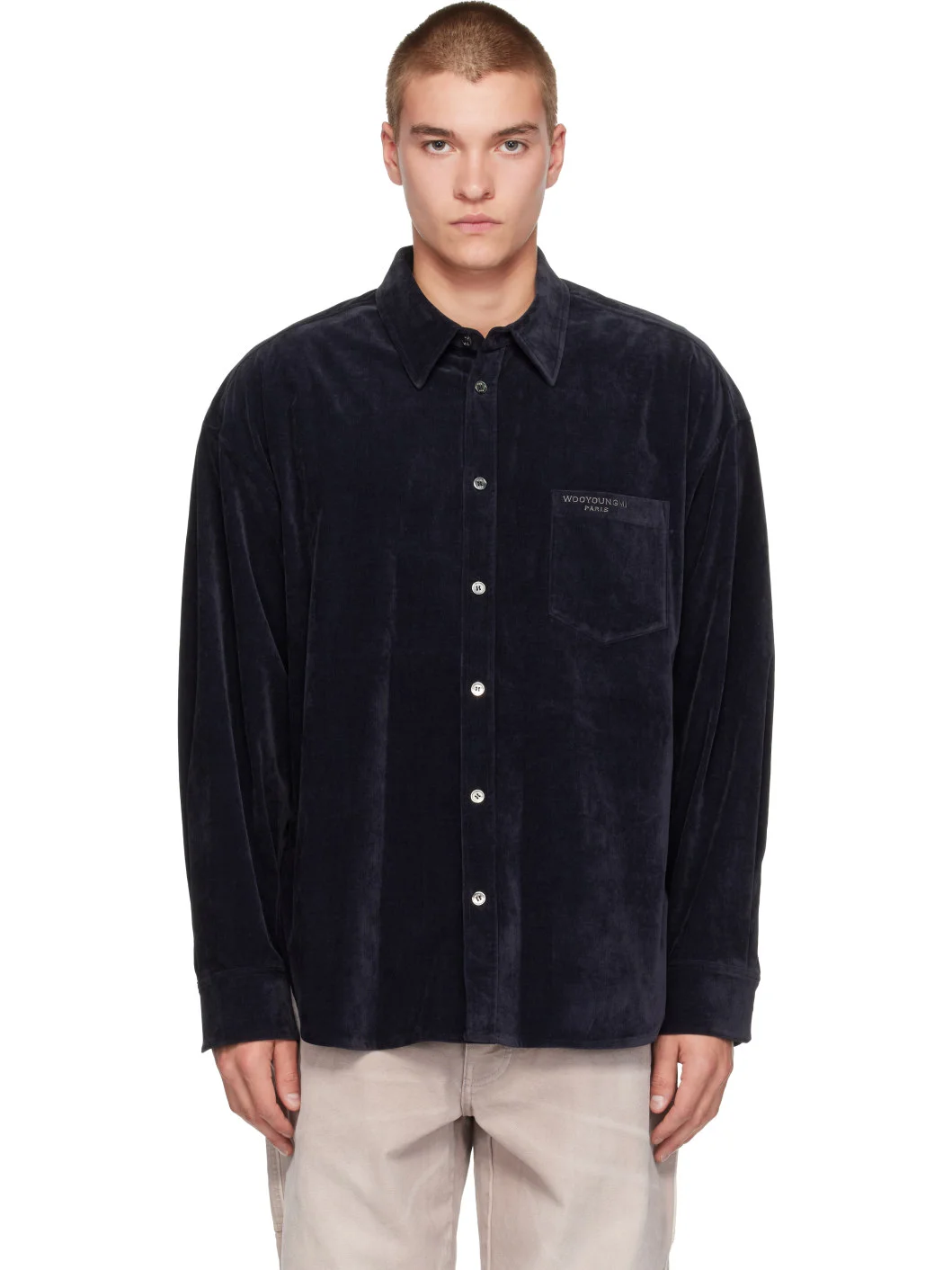 Navy Embroidered Detail Shirt - 1