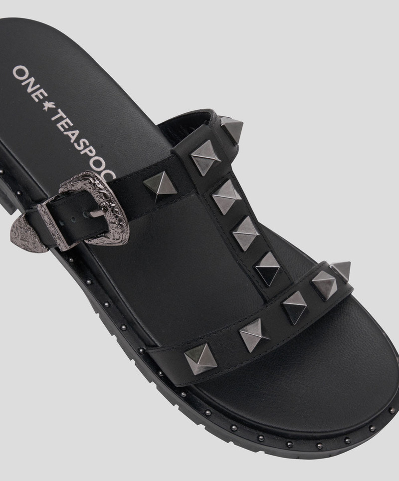 Studded Elise Slides - Black 3