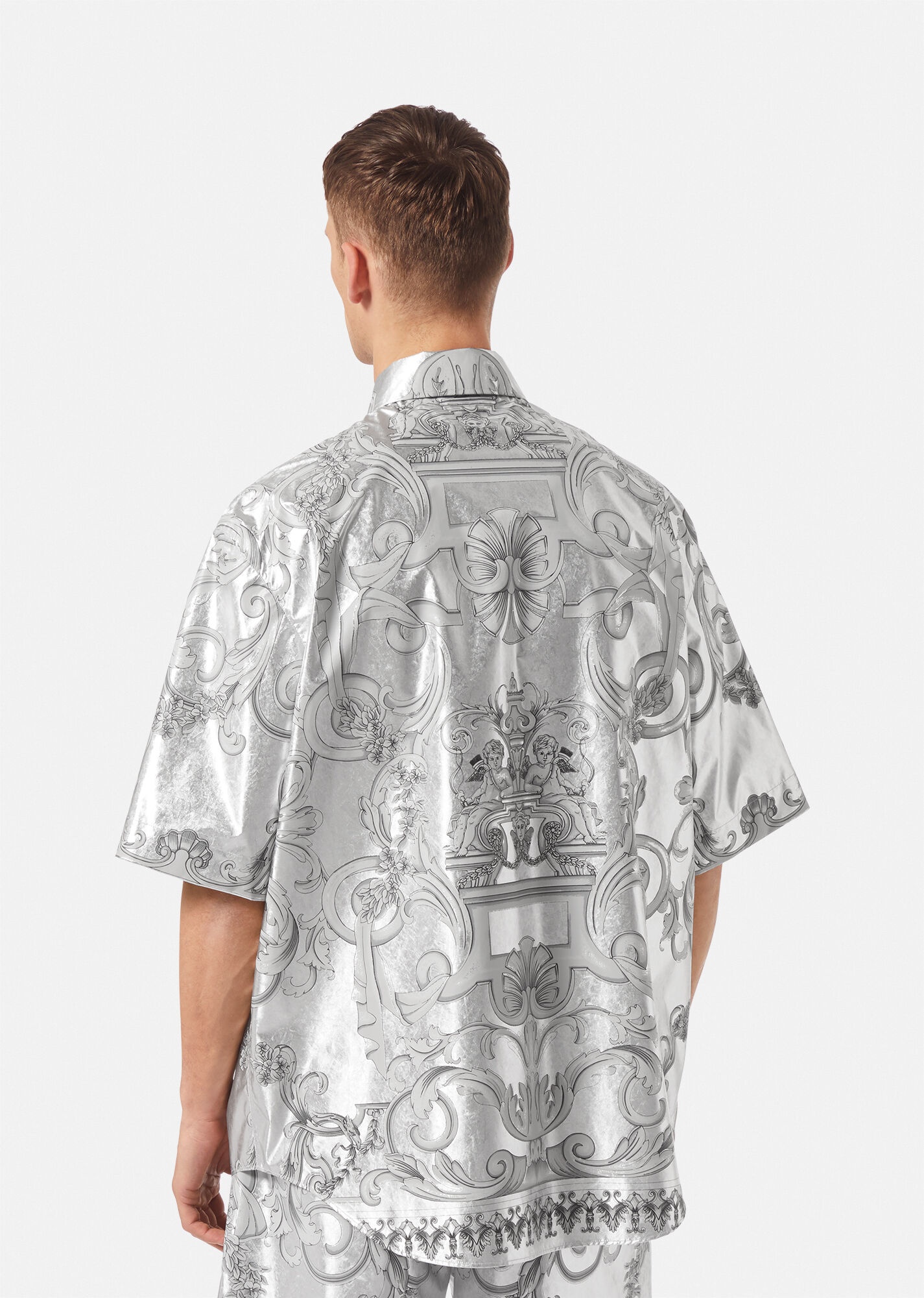 Silver Baroque Silk Shirt - 4
