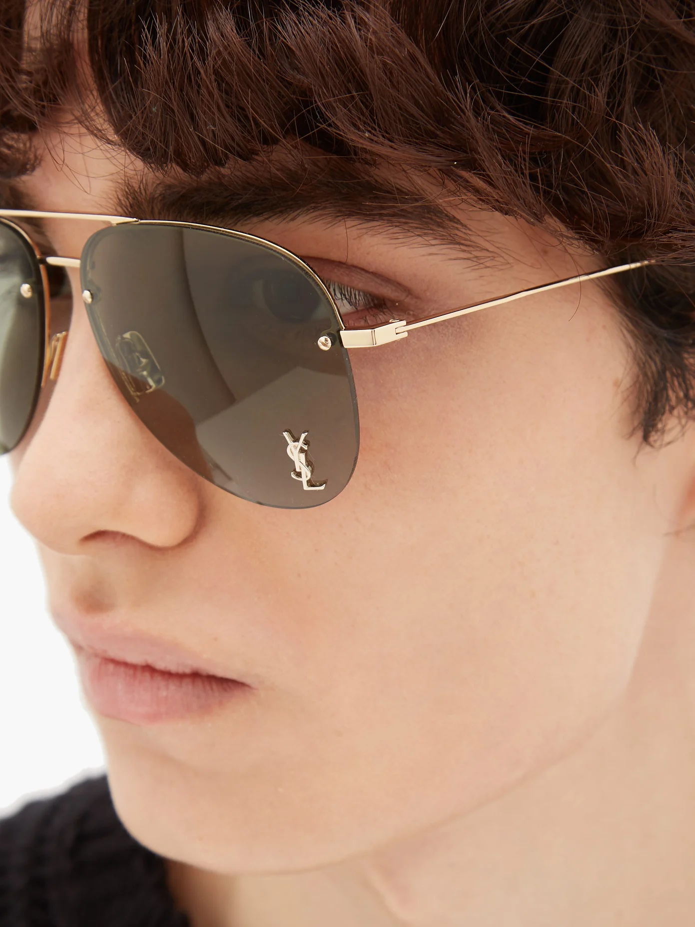 Logo-plaque aviator metal sunglasses - 3