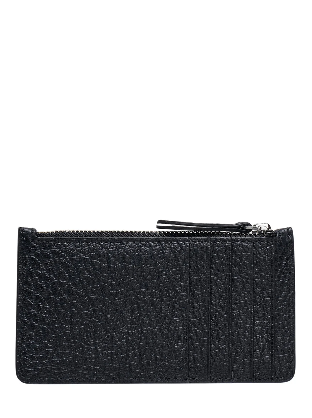 Embossed Grained Leather Zip Card Holder - 1