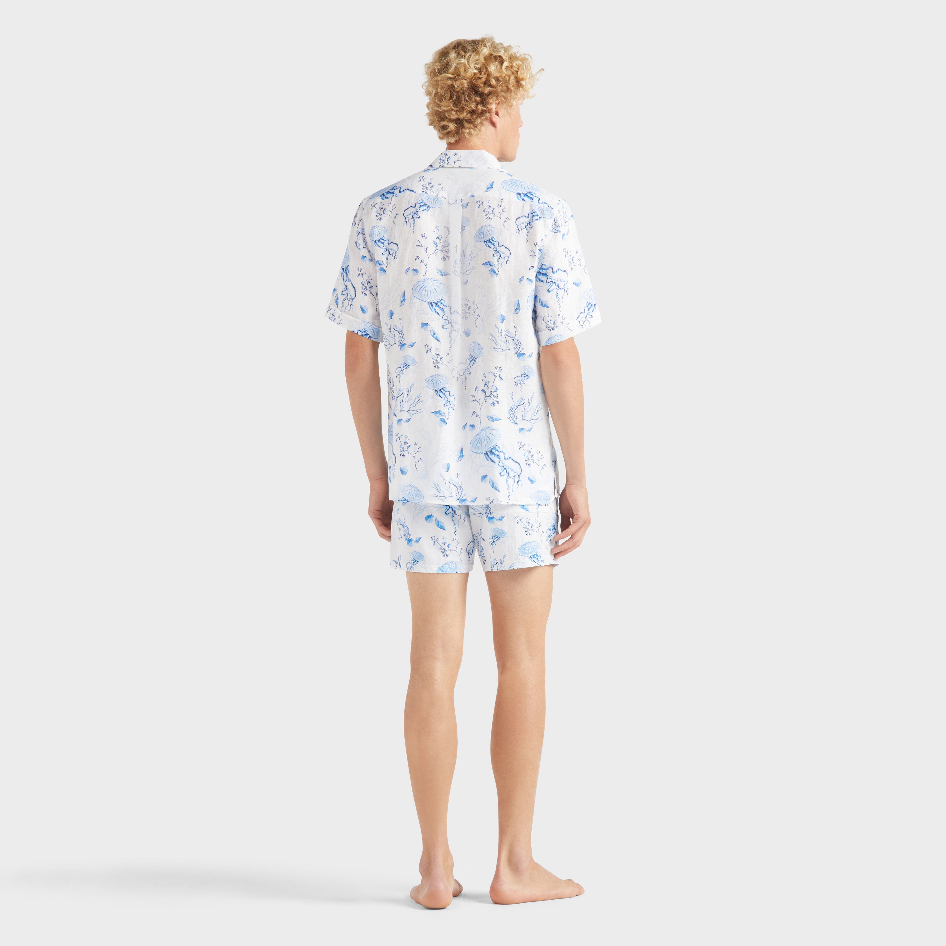 Men Bowling Linen Shirt Medusa and Shells - 4