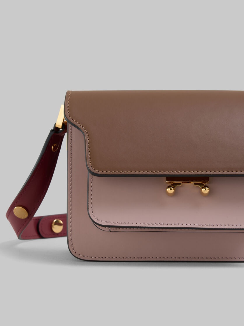 BEIGE PINK AND RED SMOOTH CALFSKIN MINI TRUNK BAG 4
