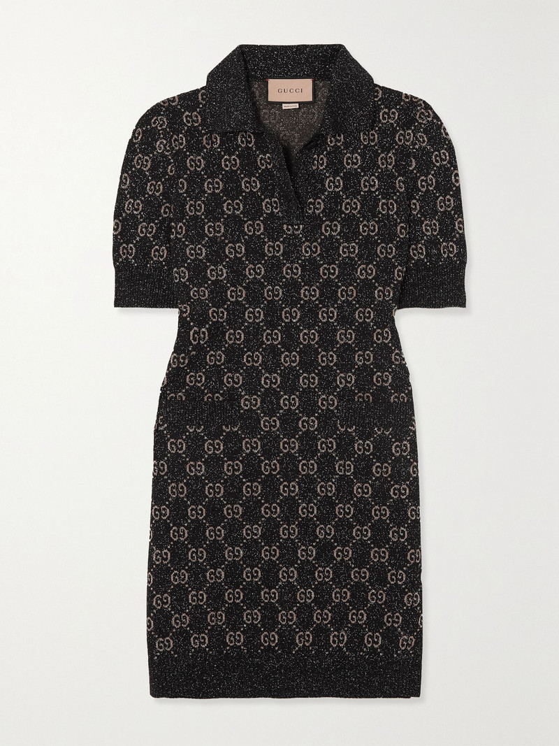 GUCCI Metallic jacquard-knit cotton-blend mini dress Navy - 64123703 |  REVERSIBLE