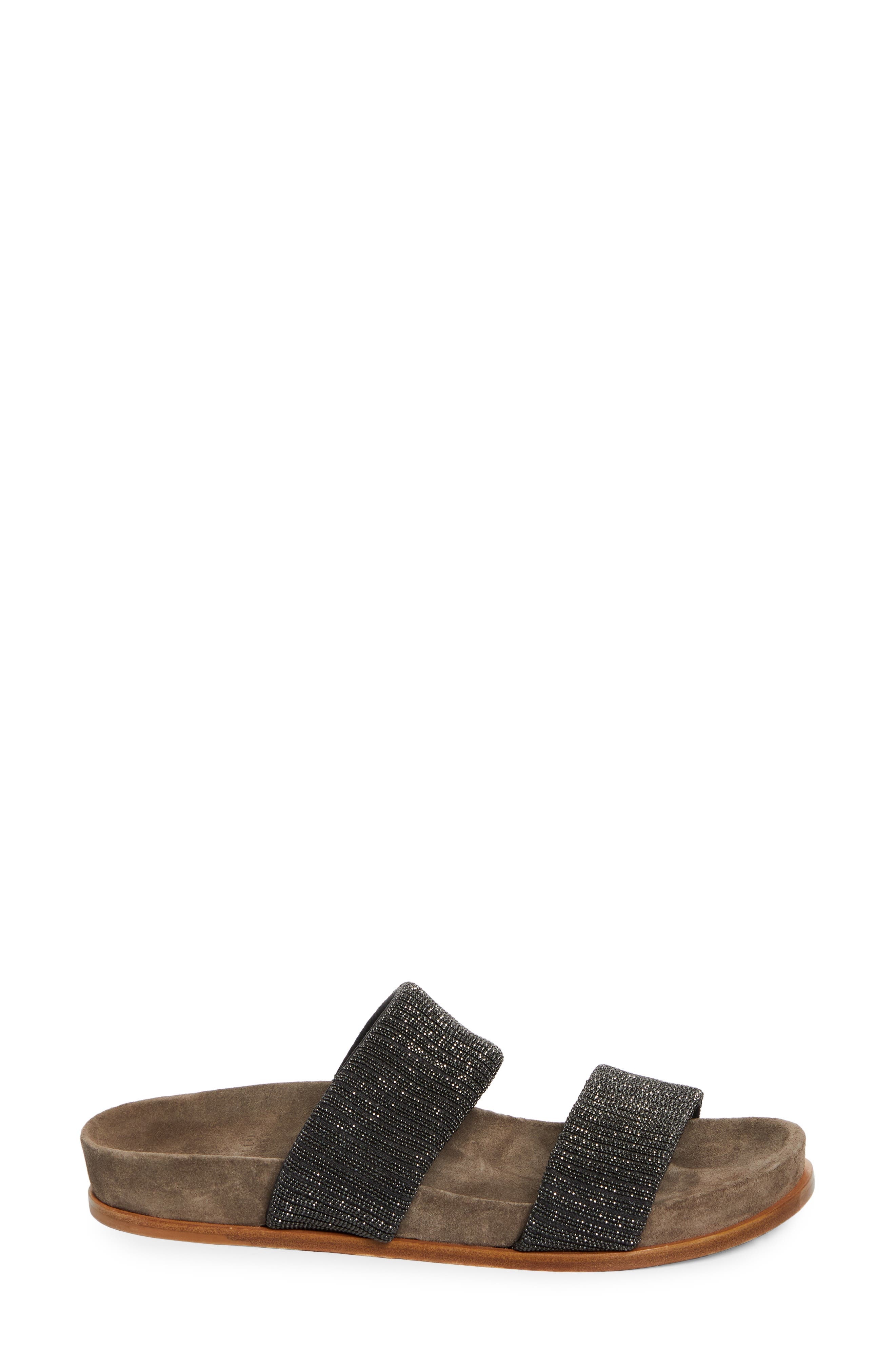 Brunello Cucinelli Monili Two-Strap Slide Sandal in Antracite at Nordstrom - 3