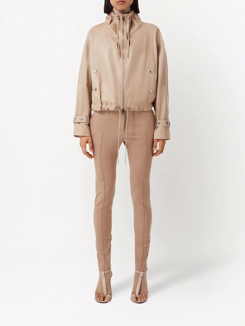 cropped leather jacket - 2