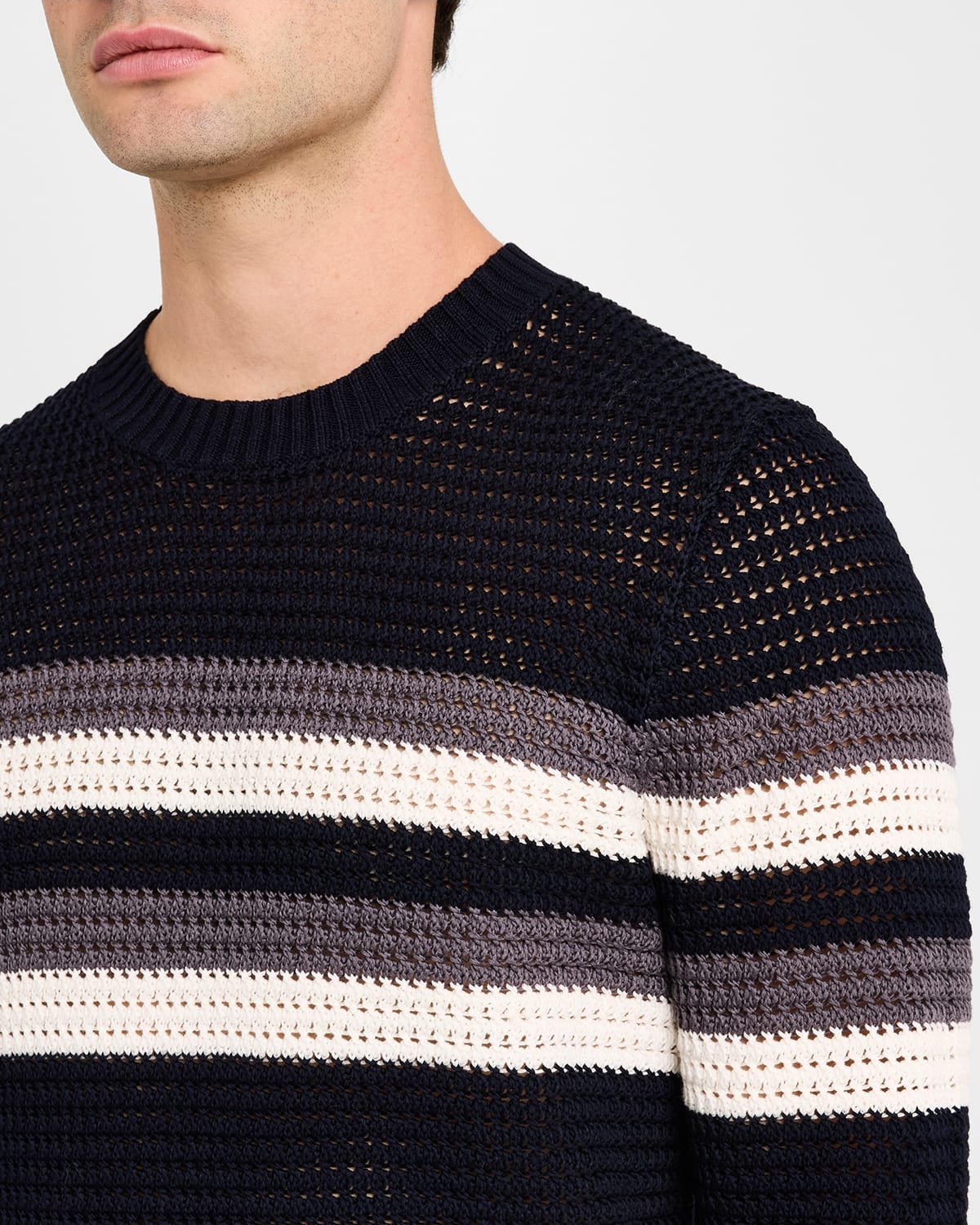 Men's Crochet Chest-Stripe T-Shirt - 5