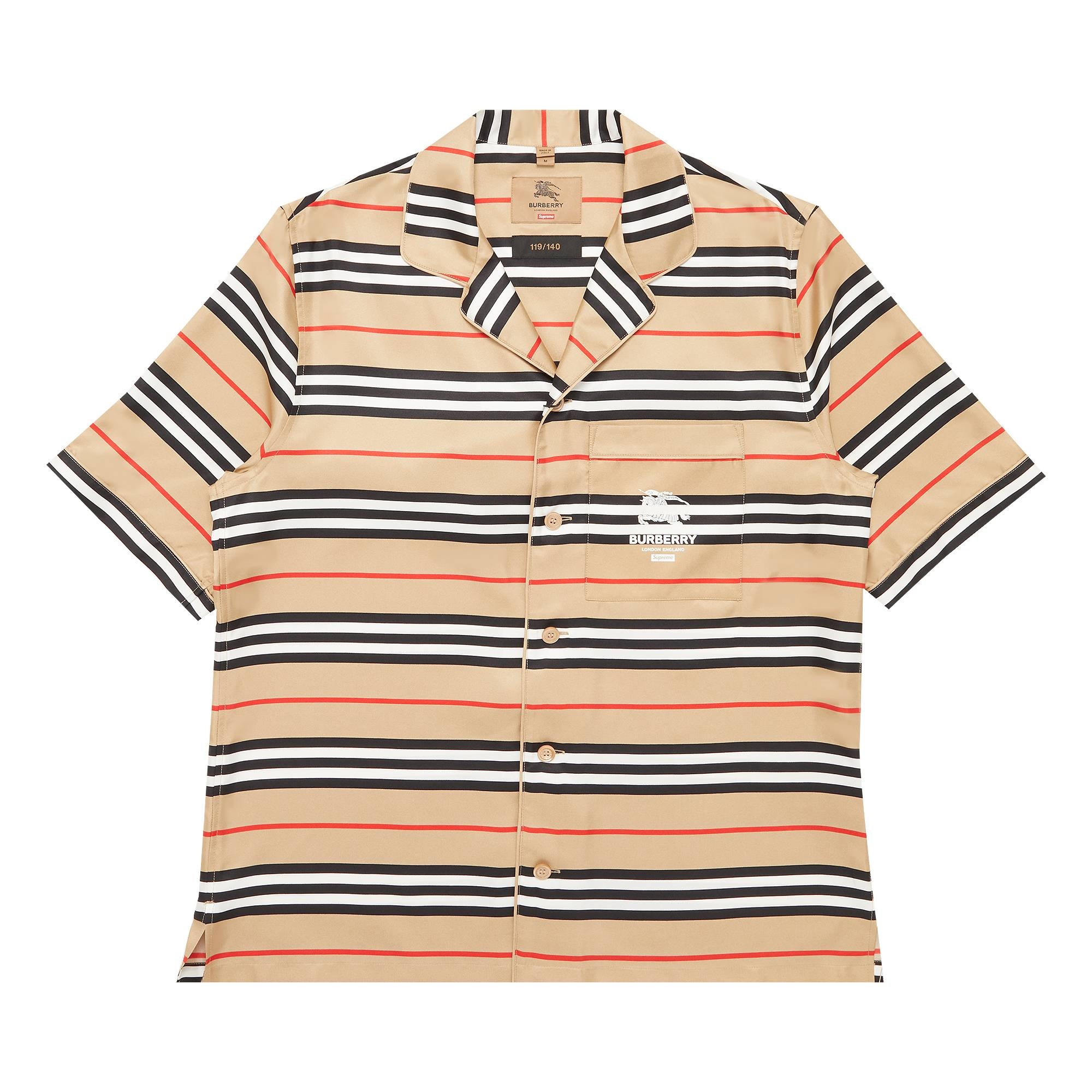 Supreme x Burberry Icon Stripe Silk Pyjama Shirt (Burberry Exclusive) 'Dusty Pink' - 1