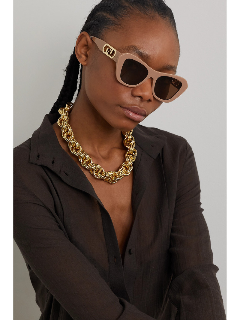 FENDI O'lock Cat-eye Acetate And Gold-tone Sunglasses outlook