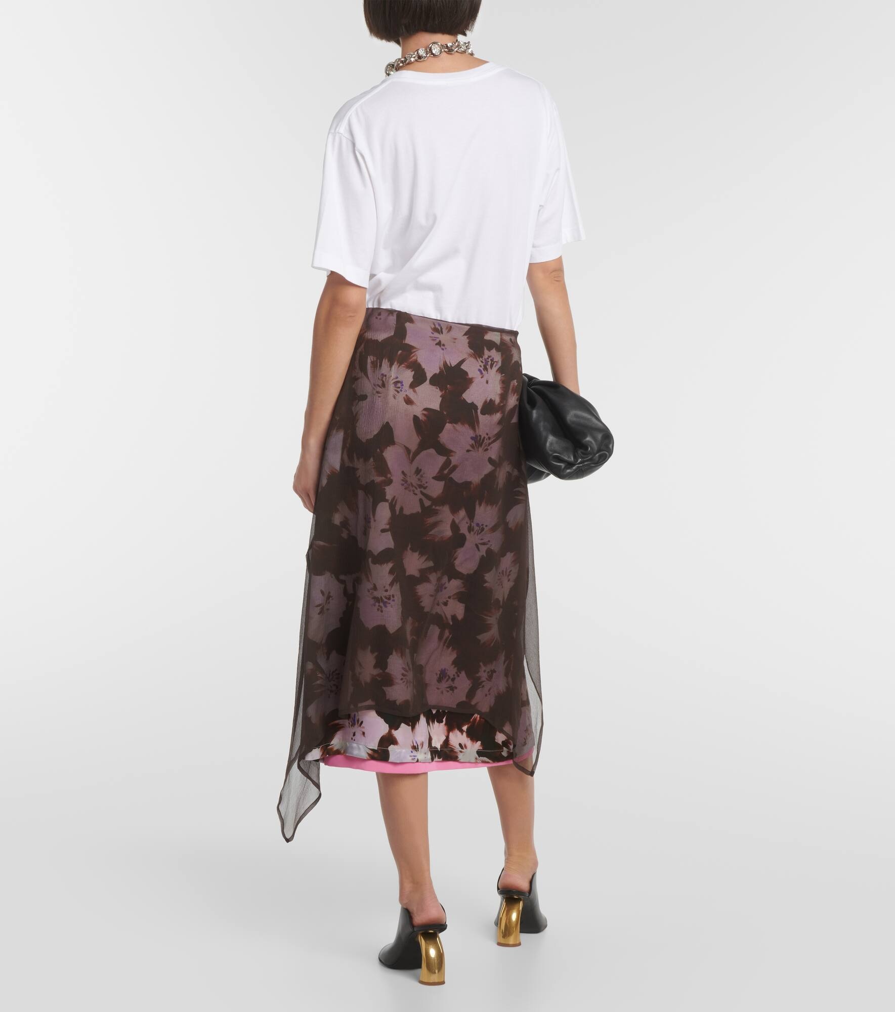 Floral silk-blend midi skirt - 3