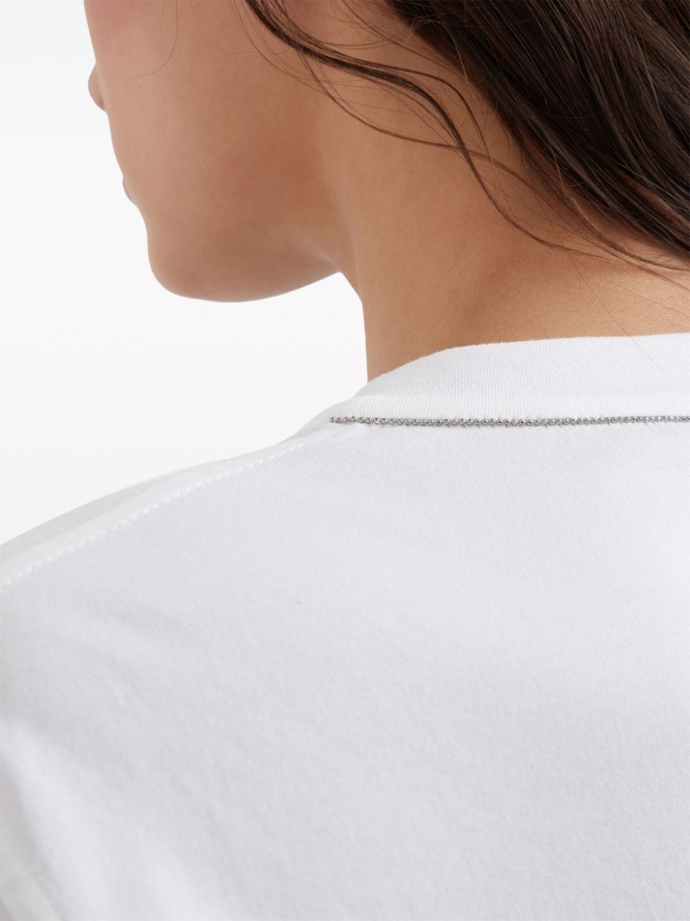 Monili-trim cotton T-shirt - 5