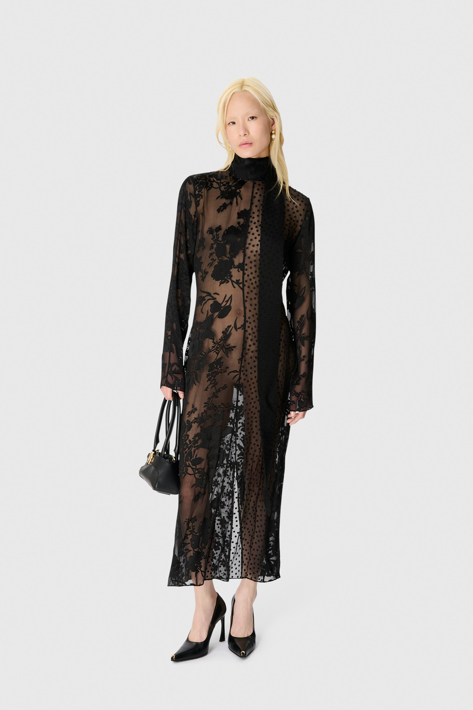 REGENERATED RASO SILK SCARVES LS LONG DRESS - 2