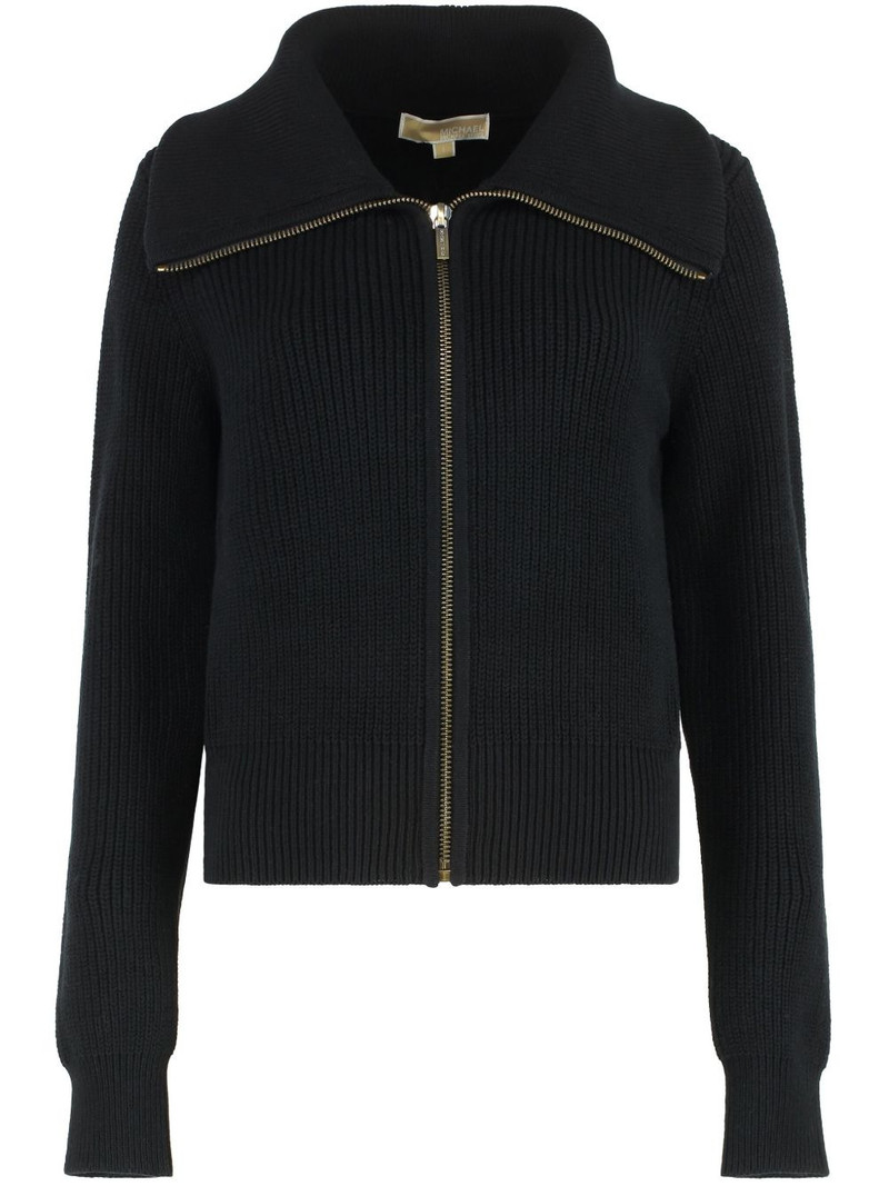 ribbed-knit zipped cardigan 1