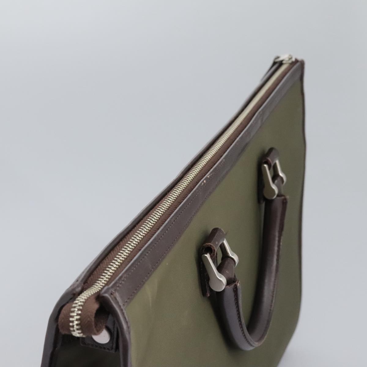 Burberry Hand Bag Nylon Leather Khaki Brown Silver - 6