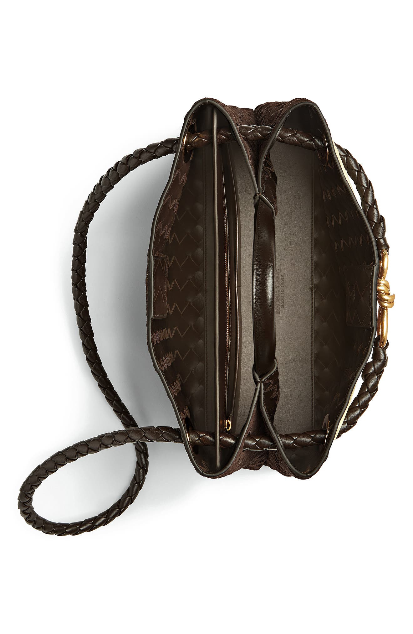 Bottega Veneta Medium Andiamo Intrecciato Suede Shoulder Bag in 2272 Fondant-M Brass-Fond at Nordstr - 6