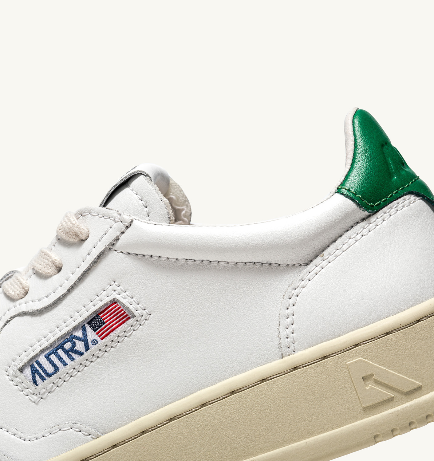 MEDALIST LOW SNEAKERS IN WHITE AND GREEN LEATHER - 6