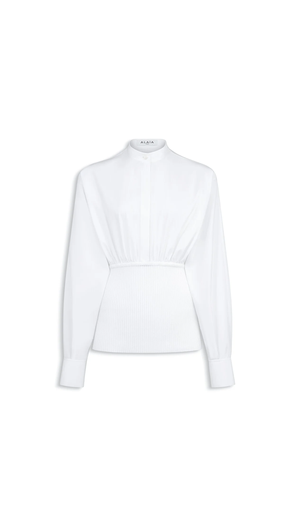 COTTON POPLIN SHIRT WITH RIBBED WAIST - 1