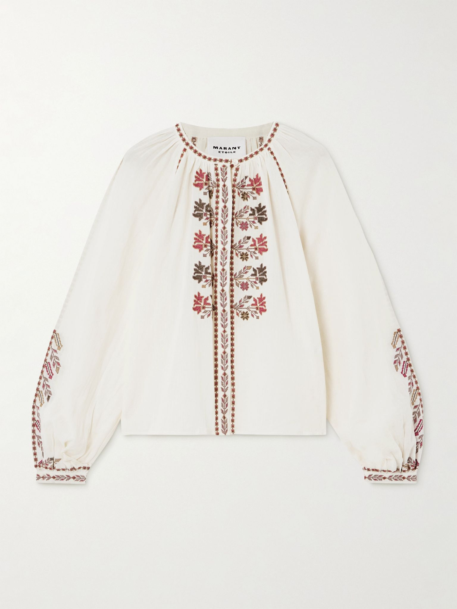 Lynne embroidered cotton-gauze blouse Ecru - 1