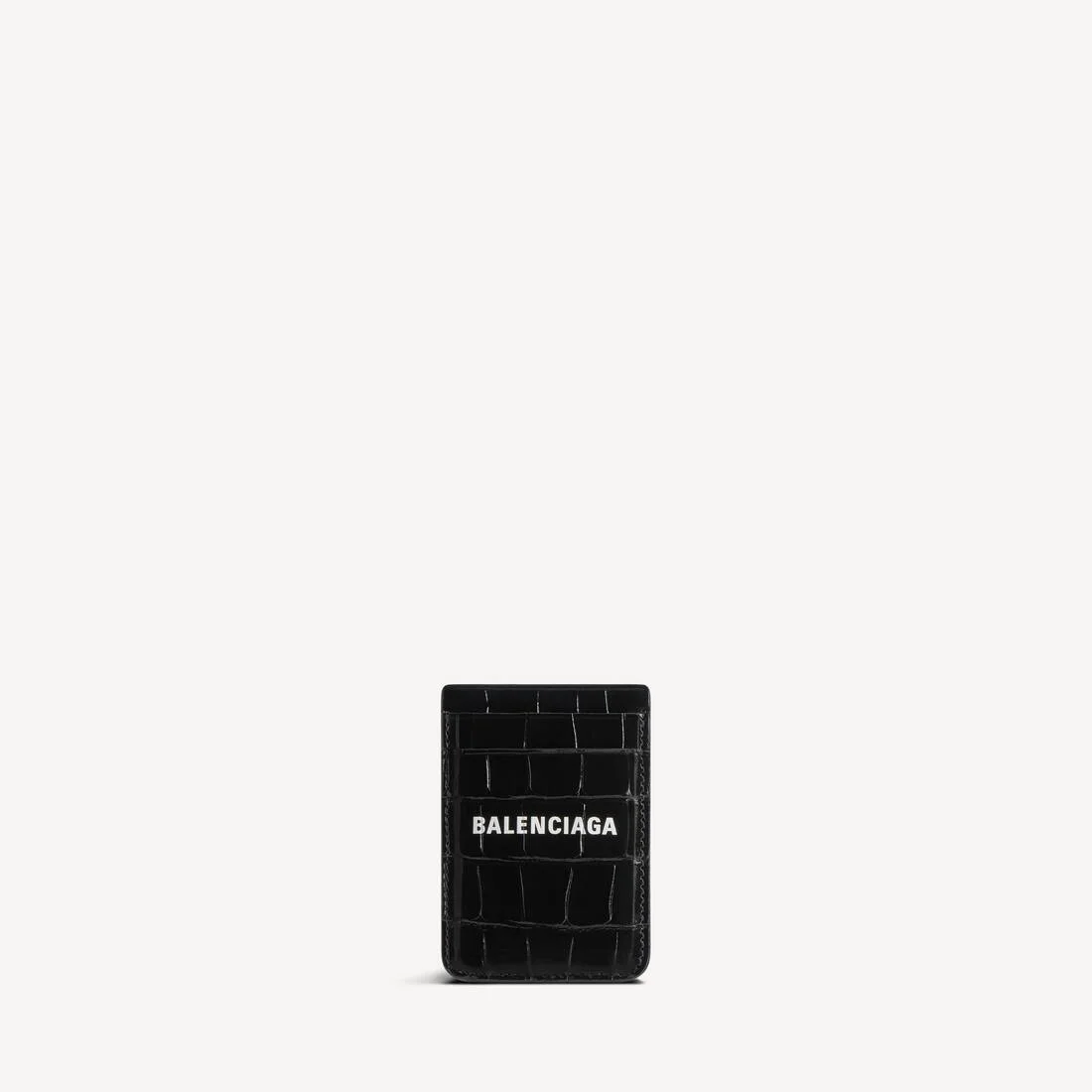 여자의 현금 자석 카드 홀더 Crocodile는 검정에서 돋을새김했습니다 - 1