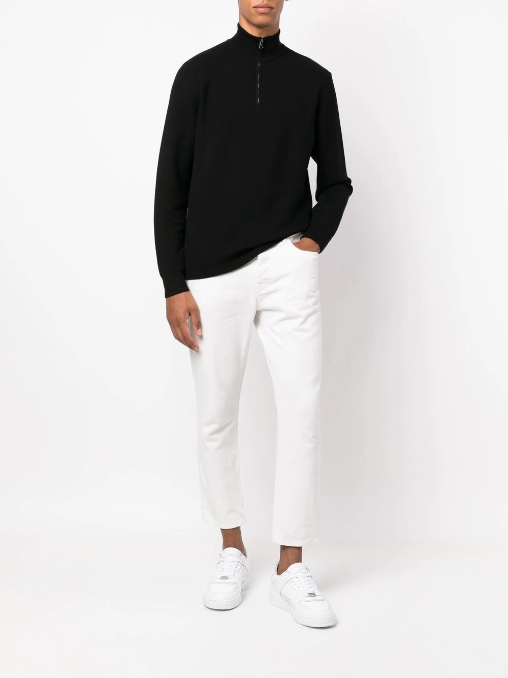 ribbed-knit half-zip jumper - 2