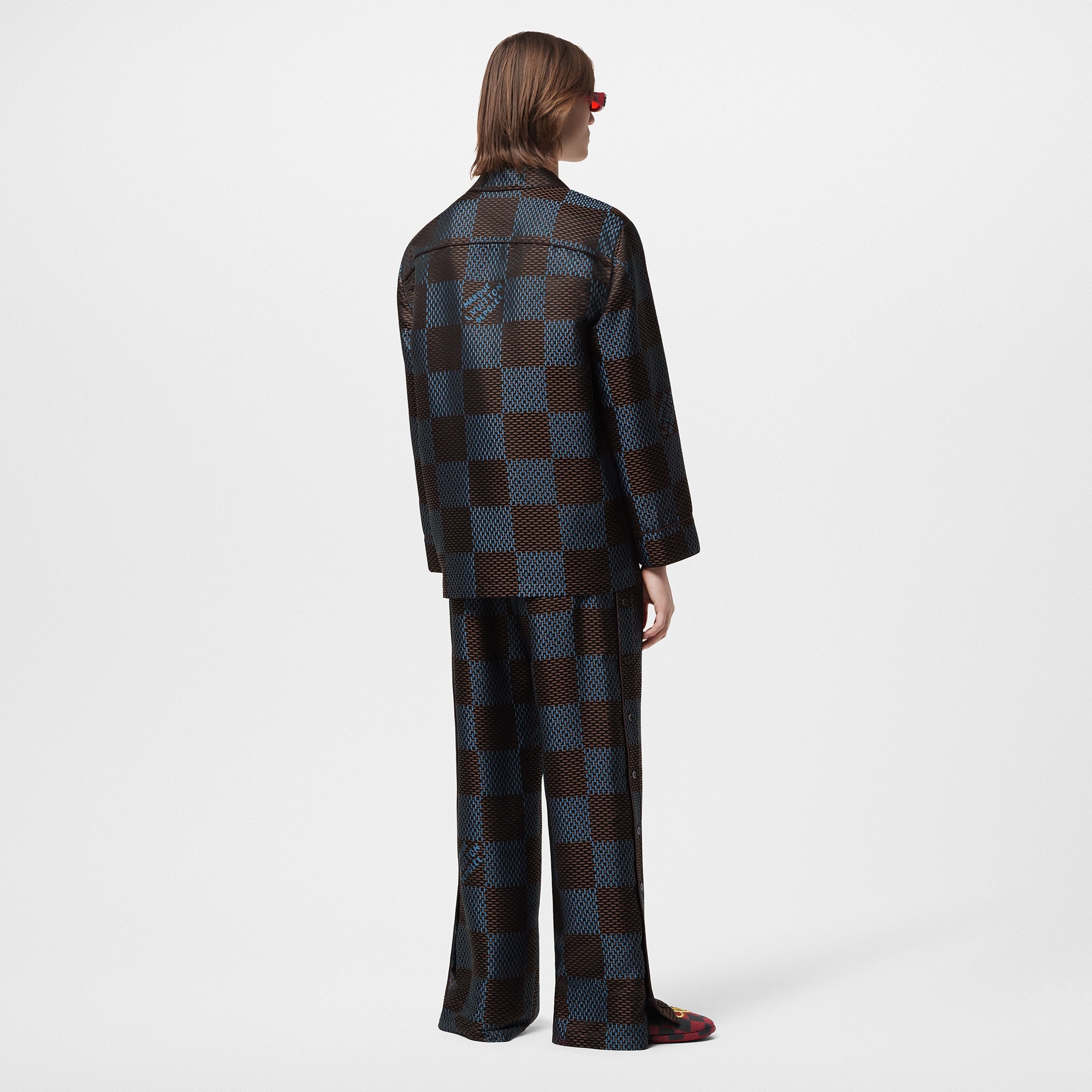 Long-Sleeved Damier Silk Pyjama Shirt - 3