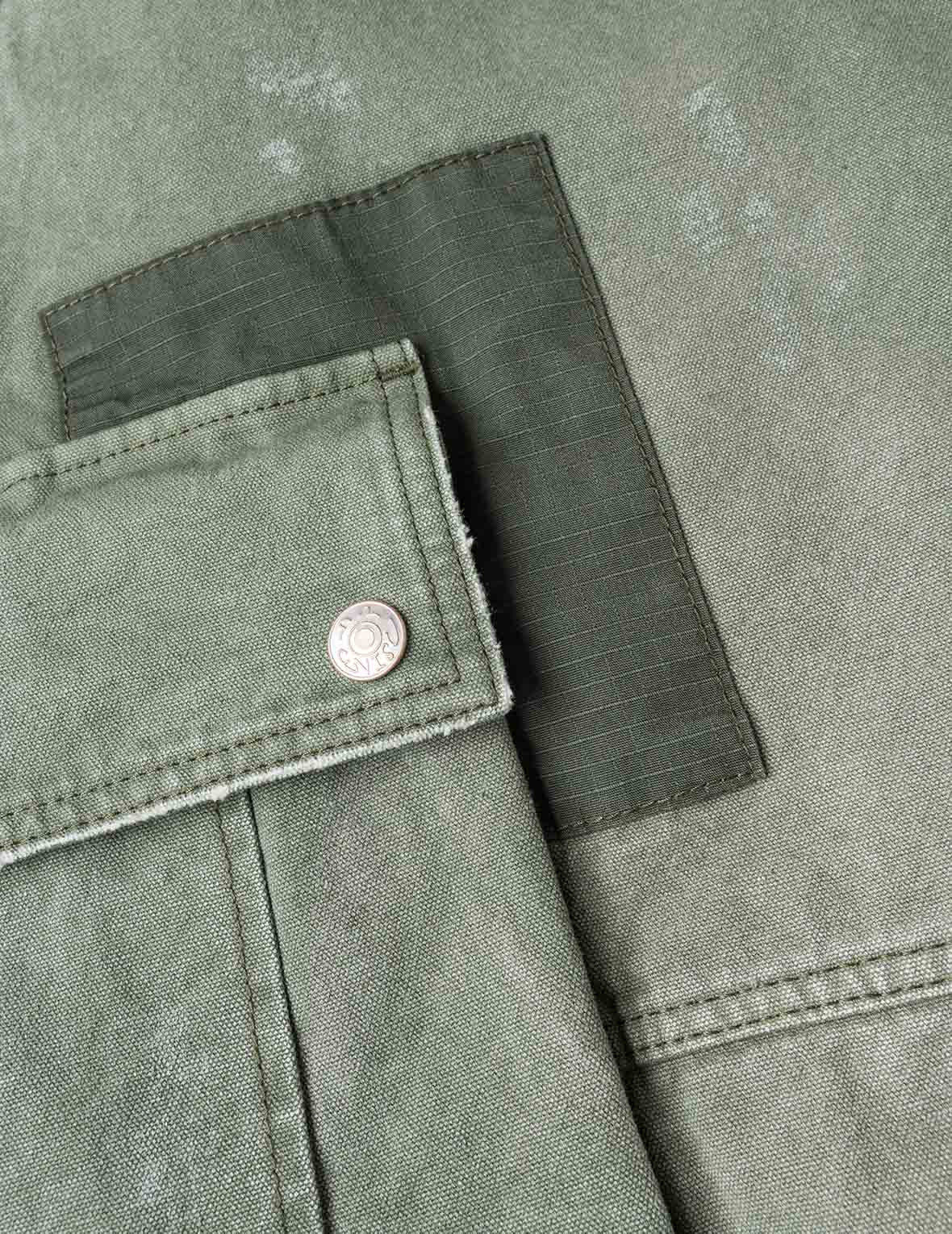 Dual Seagull Print Loose Fit Washed Woven Cargo Joggers - 12