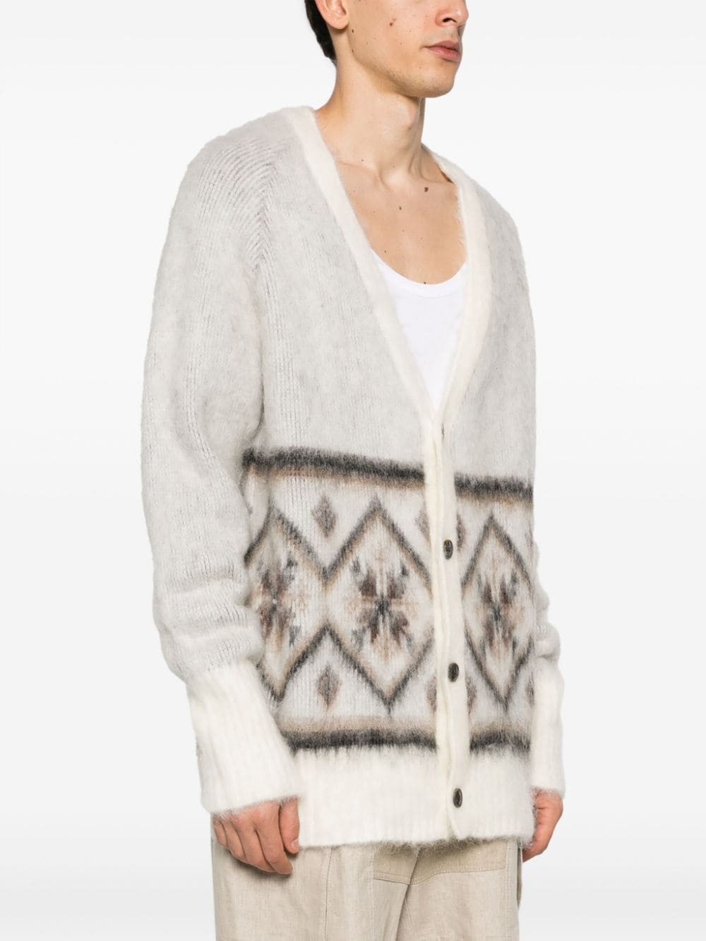 brushed Fair Isle-intarsia cardigan - 4