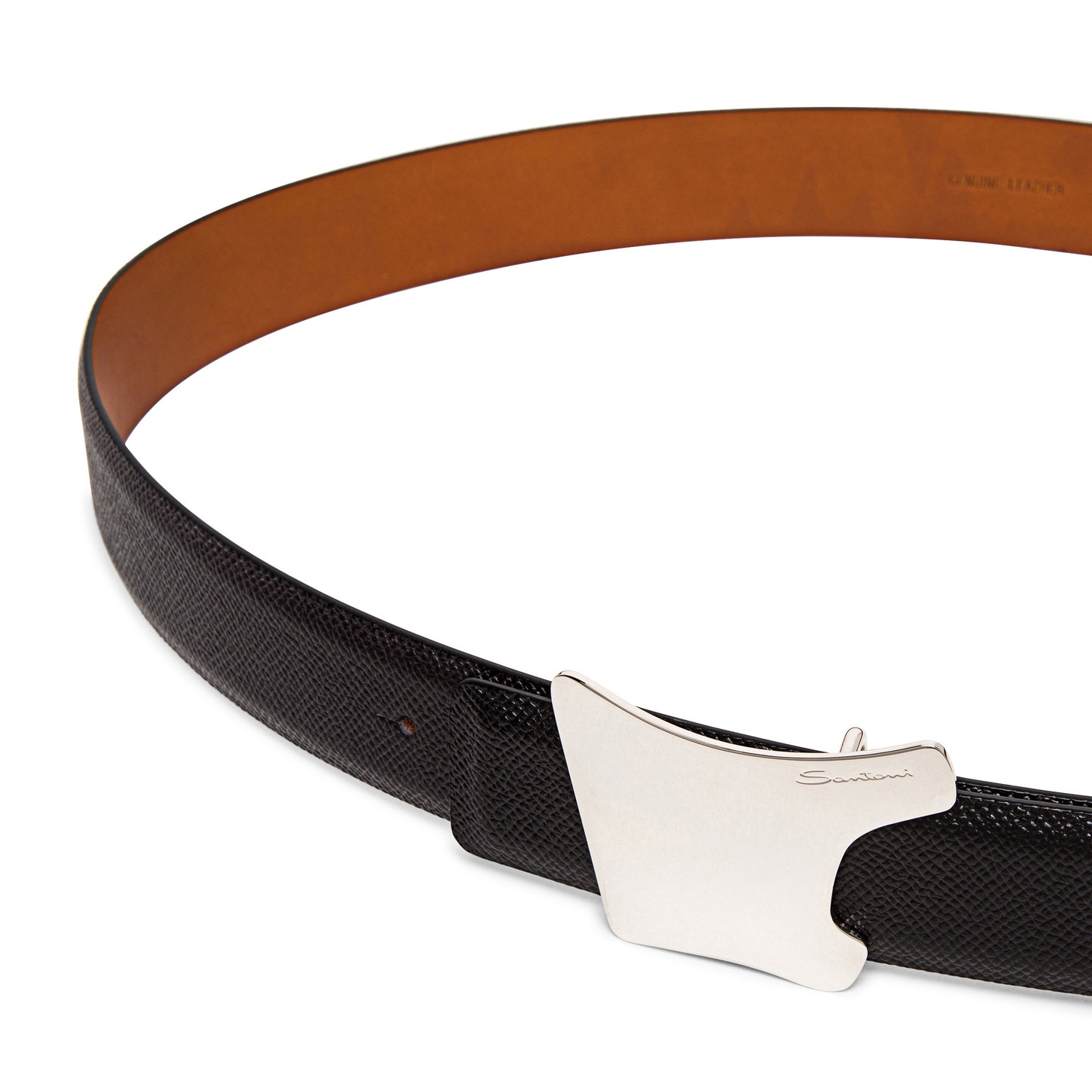 Black Saffiano leather belt strap - 3