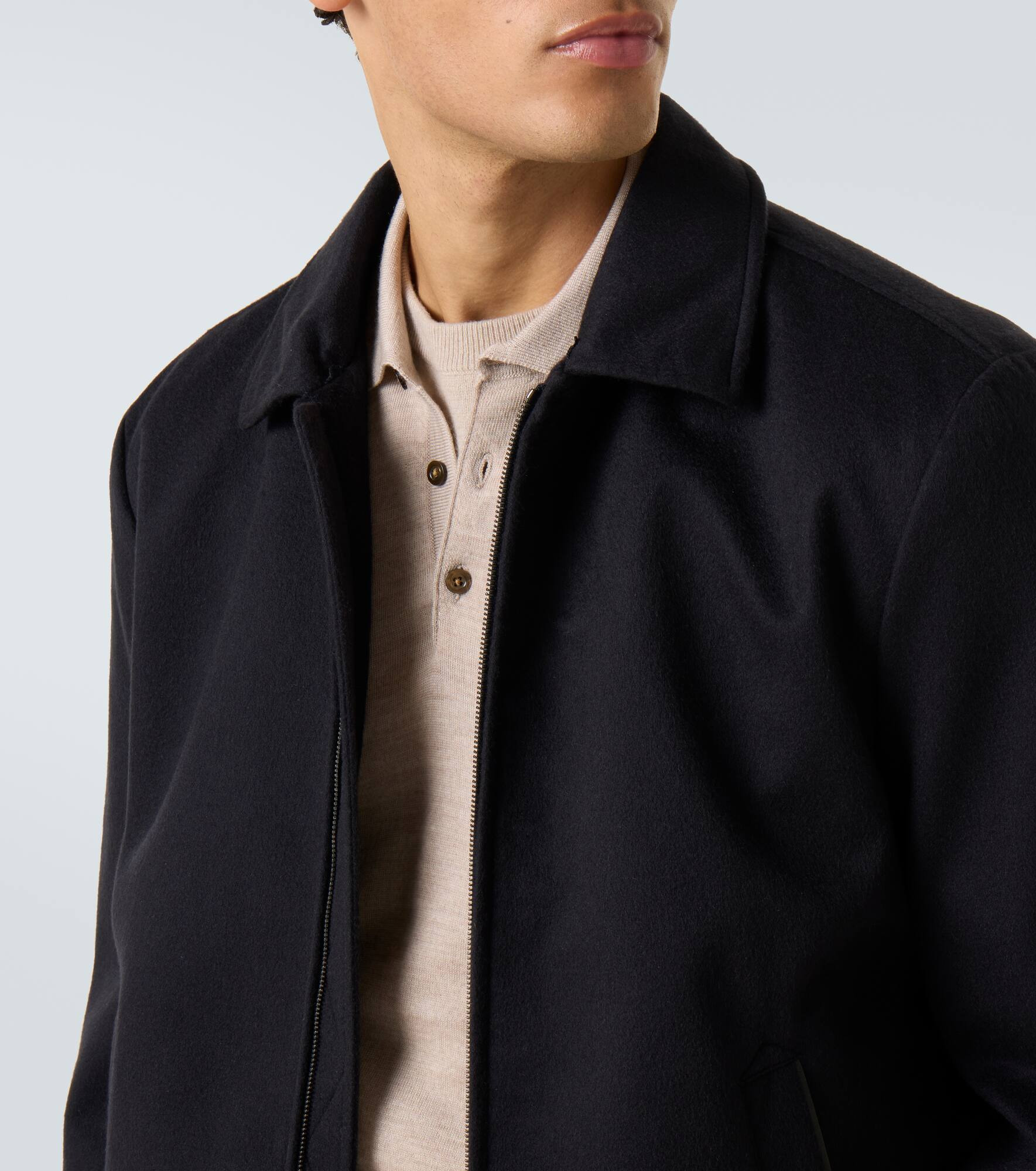 Shearling-trimmed cashmere jacket - 6