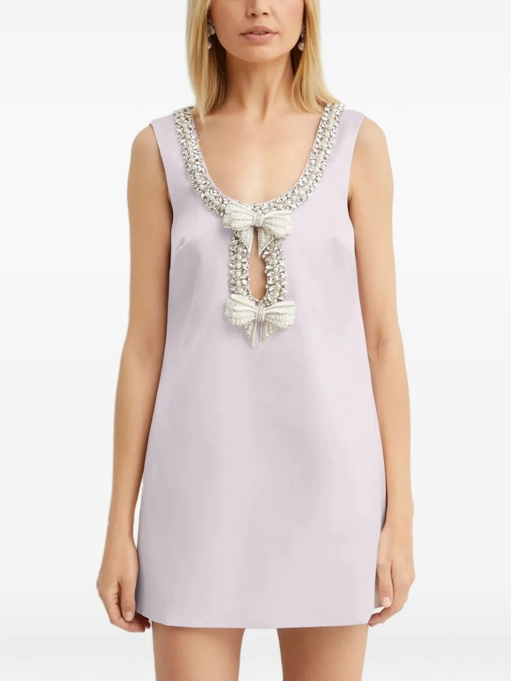crystal-embellished bow mini dress - 1