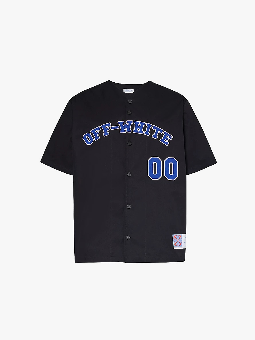 Off White Brand patch short sleeves relaxed fit cotton poplin shirt selfridges REVERSIBLE