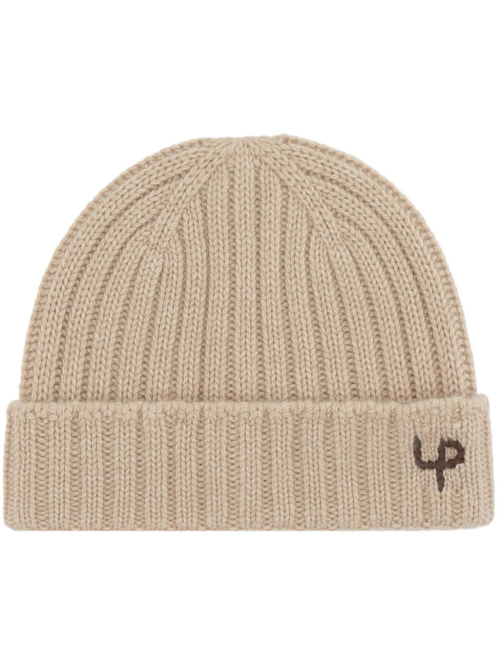 logo-embellished ribbed-knit beanie - 1