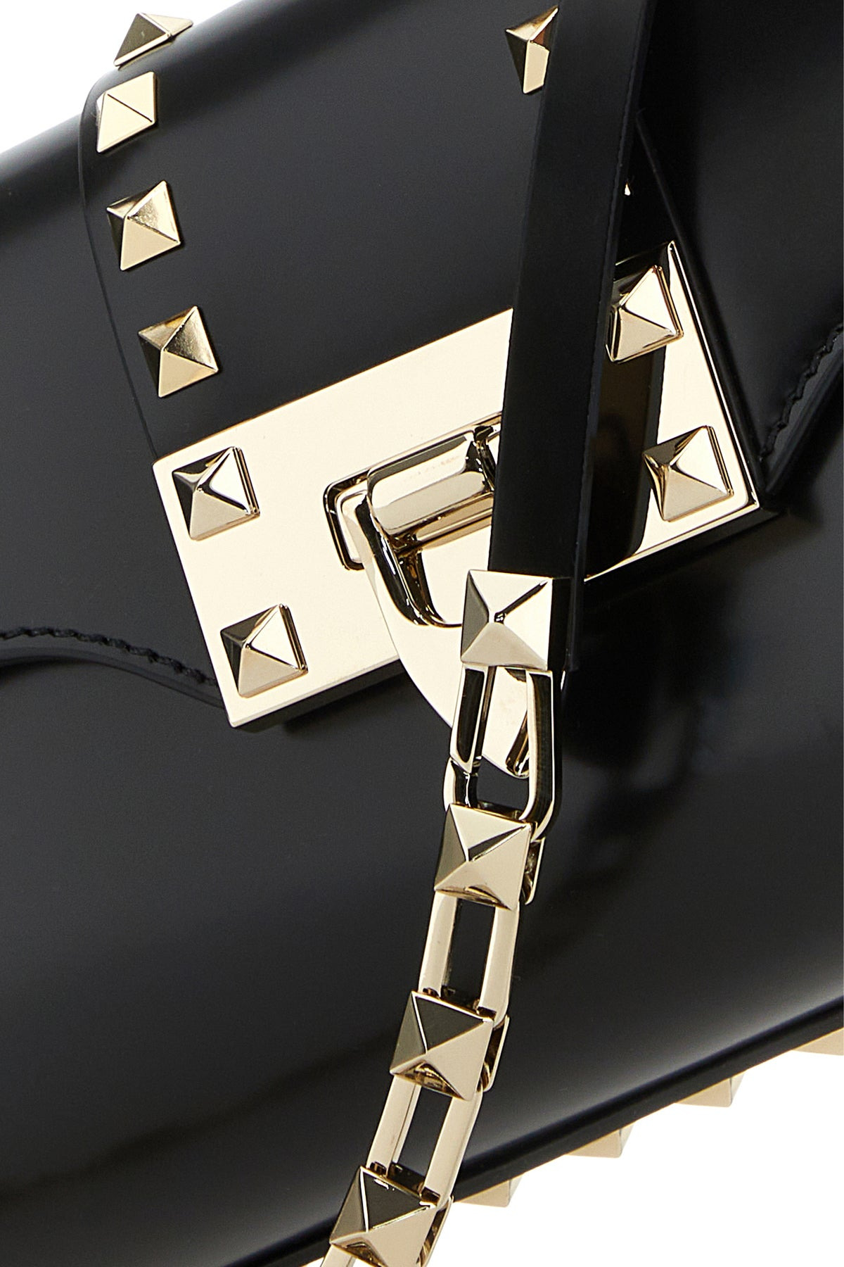 Black leather Rockstud shoulder bag - 4