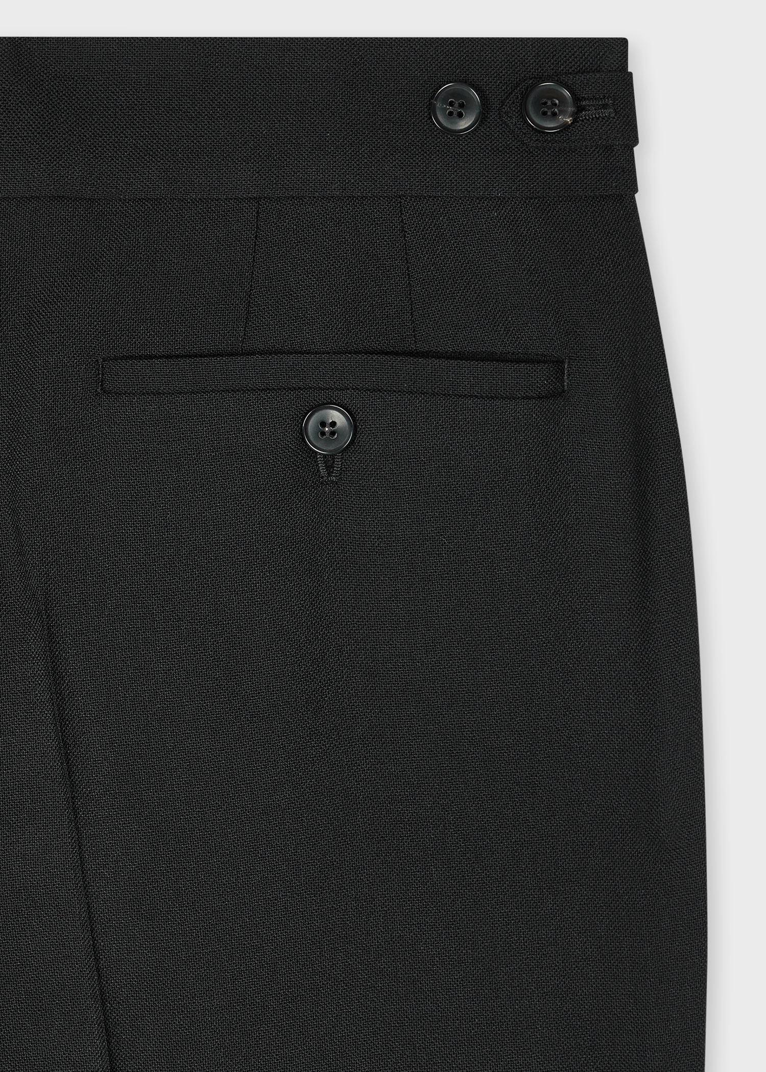 Black Two-Ply Hopsack Wool Pleat Front Trousers - 2