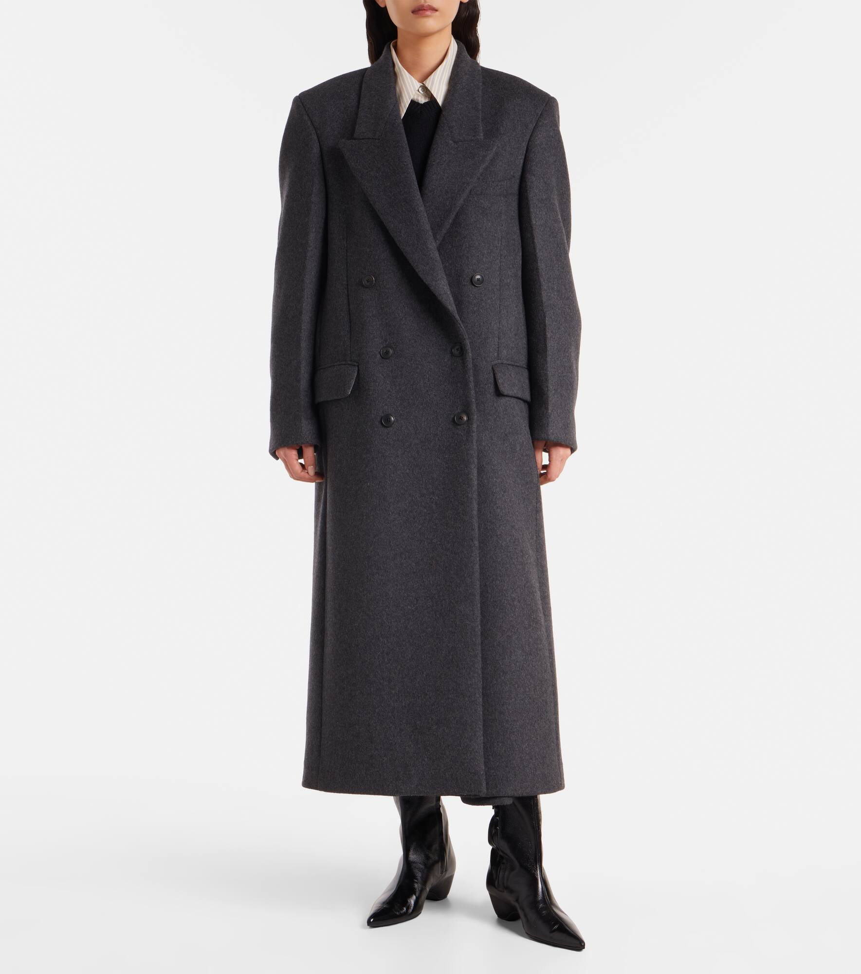 Double-breasted wool-blend coat - 7