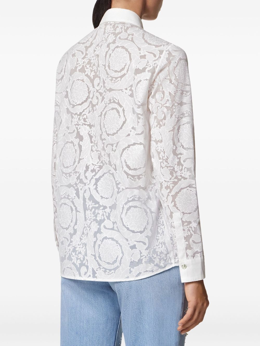 Barocco-jacquard button-up shirt - 4