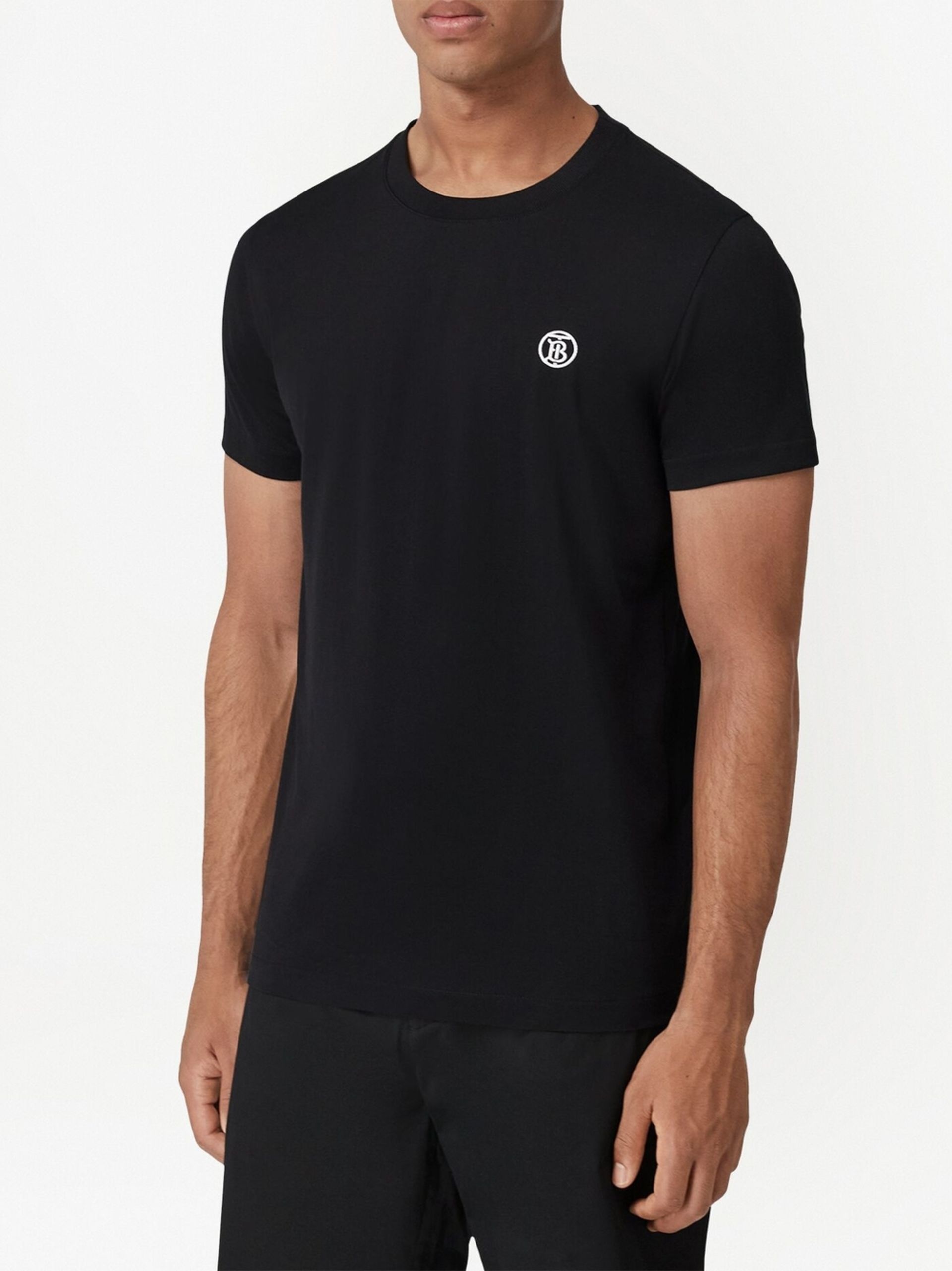 Black embroidered logo cotton T-shirt - 3