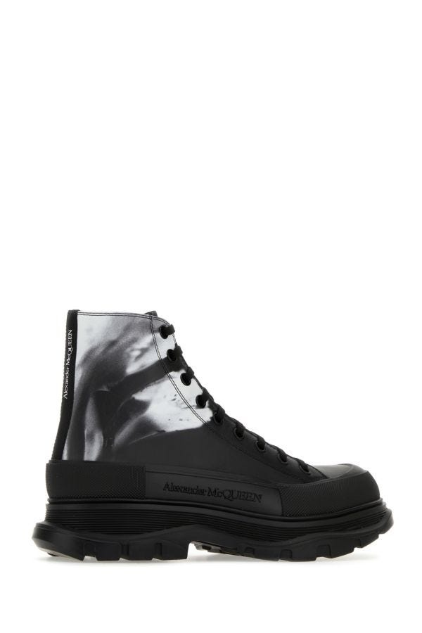 ALEXANDER MCQUEEN Printed Leather Tread Slick Sneakers - 3