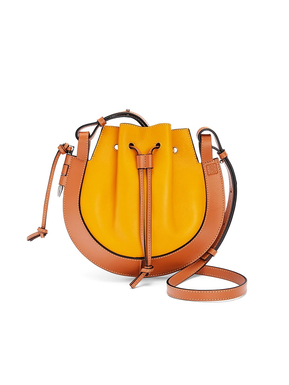 Small Horseshoe Colorblock Leather Saddle Bag - 1