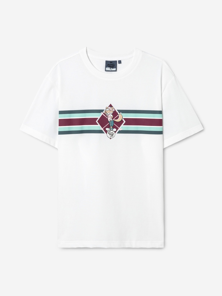 Maison Kitsuné Men Swing Fox Stripe Print T-Shirt | REVERSIBLE