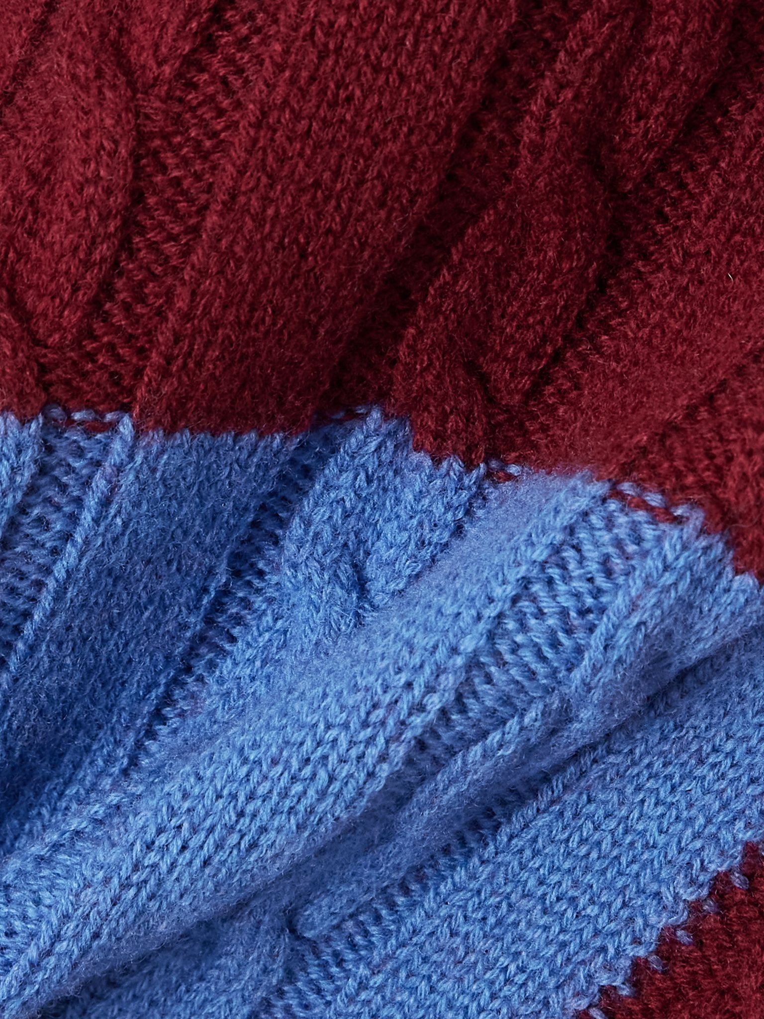 Layered cable-knit wool sweater Burgundy - 4