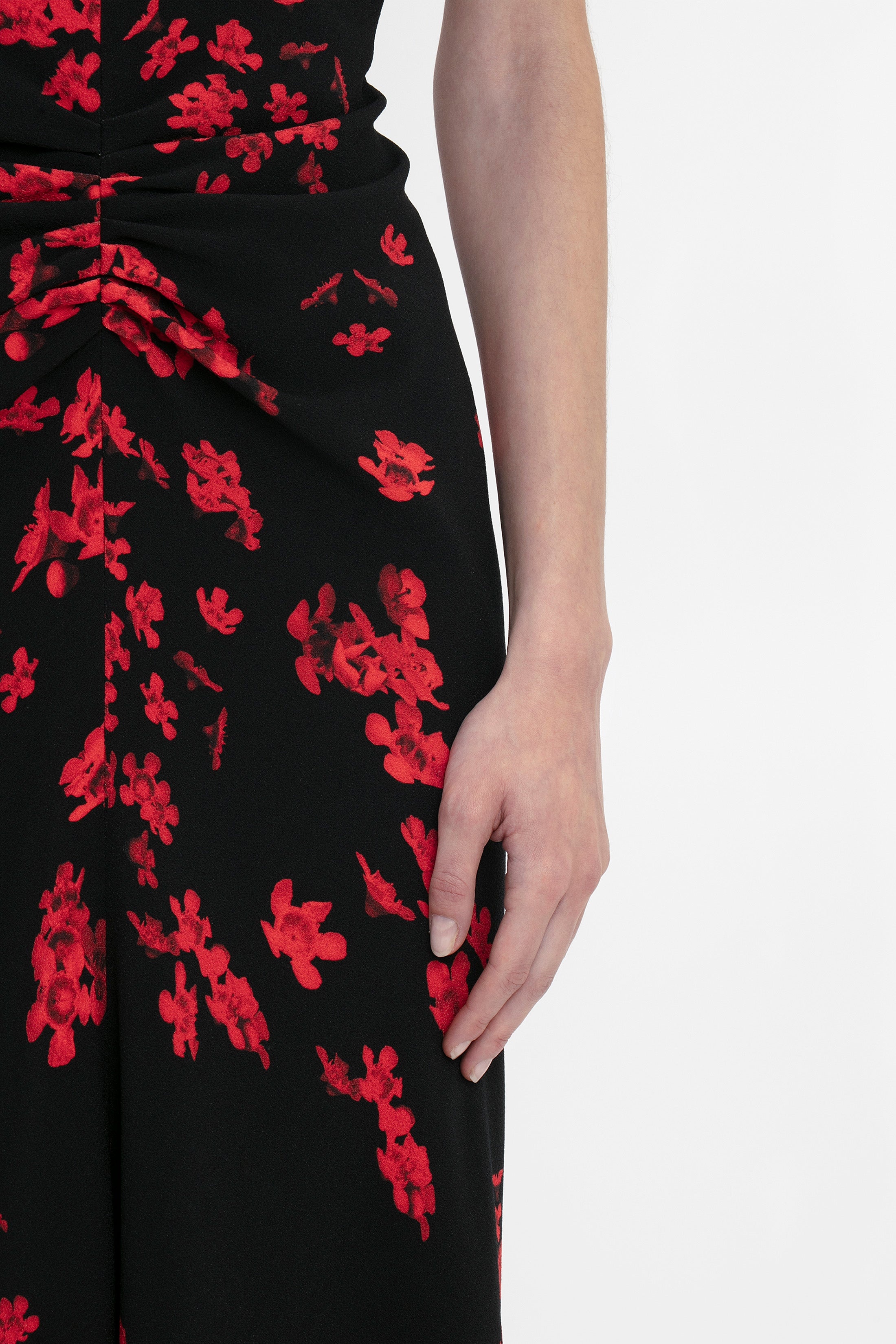 Gathered Waist Midi Dress In Sci-Fi Black Floral - 5